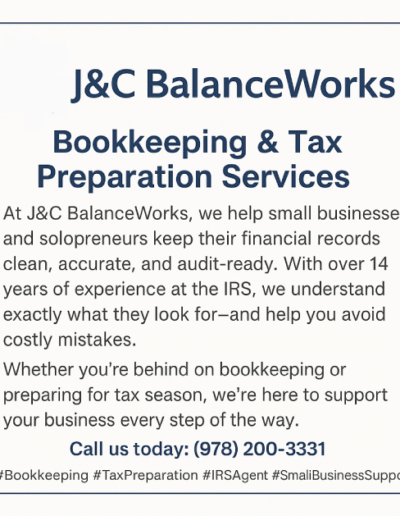 Bookkeeping & Tax Preparation Services - J & C Balance Works